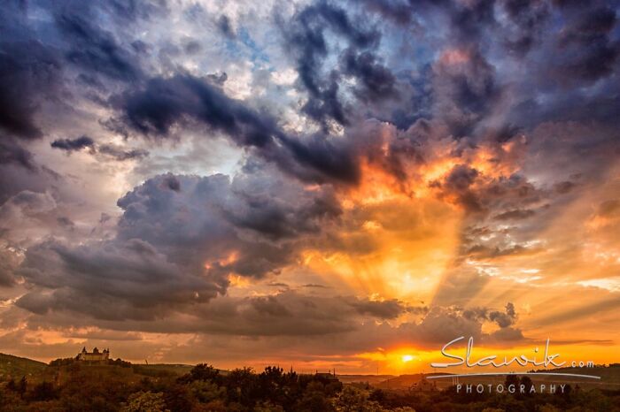 Sunset View Of German Hometown Würzburg