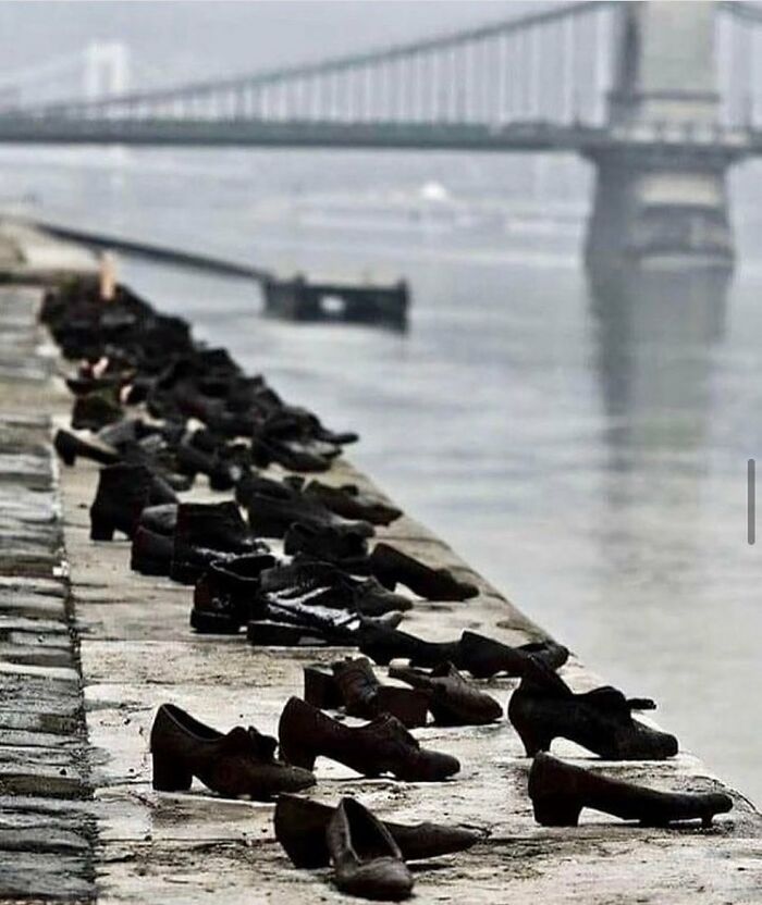 During Wwii Jews In Budapest Were Brought To The Edge Of The Danube River Where They Were Forced To Remove Their Shoes Before Being Brutally Shot, Falling Into The River Below