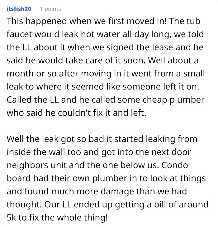 Landlord Refuses To Fix A Leak, Gets A $8,000 Bill To Repair The Damage That The Water Did To Other Apartments Landlord Refuses To Fix A Leak, Gets A $8,000 Bill To Repair The Damage That The Water Did To Other Apartments