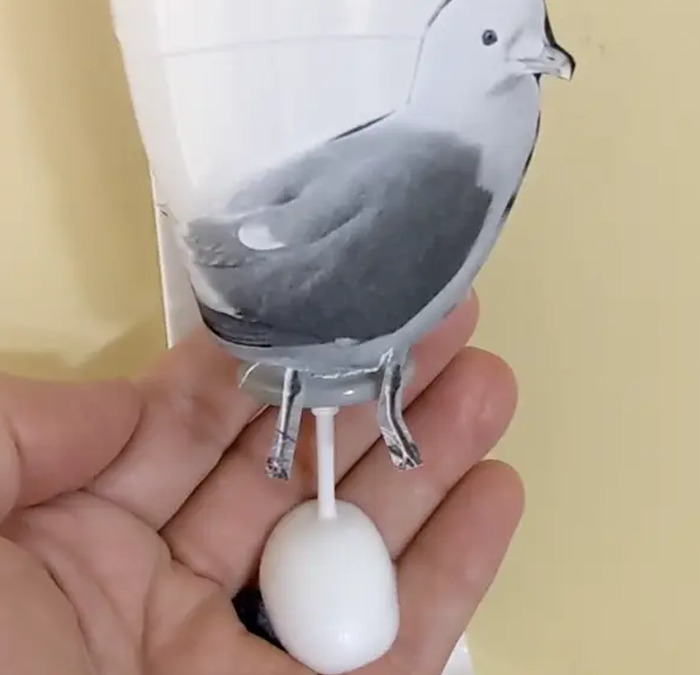 En el trabajo alguien ha puesto una gaviota en el dispensador de gel