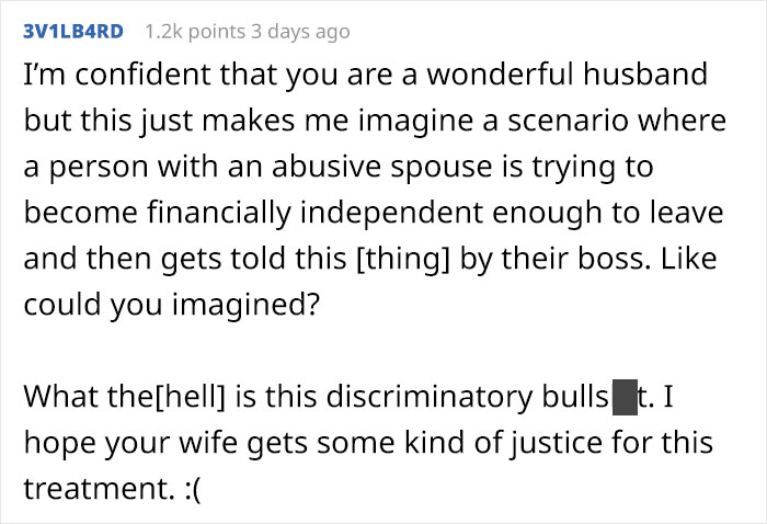 Man Is 'Completely Gobsmacked' By Wife's Sexist Boss Who Won't Give Her A Raise Because Her Husband Has A Good Salary