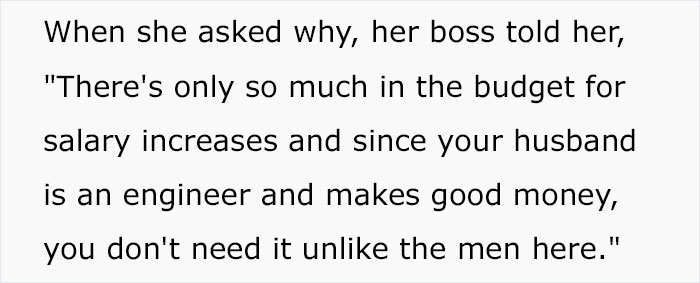 Man Is 'Completely Gobsmacked' By Wife's Sexist Boss Who Won't Give Her A Raise Because Her Husband Has A Good Salary