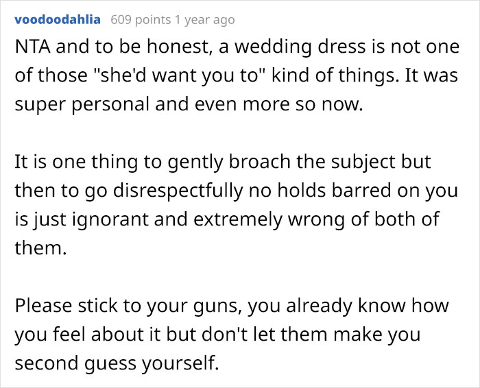 Mom Asks If She Was Wrong To Refuse To Let Her Stepdaughter Use Her Deceased Daughter&rsquo;s Wedding Dress