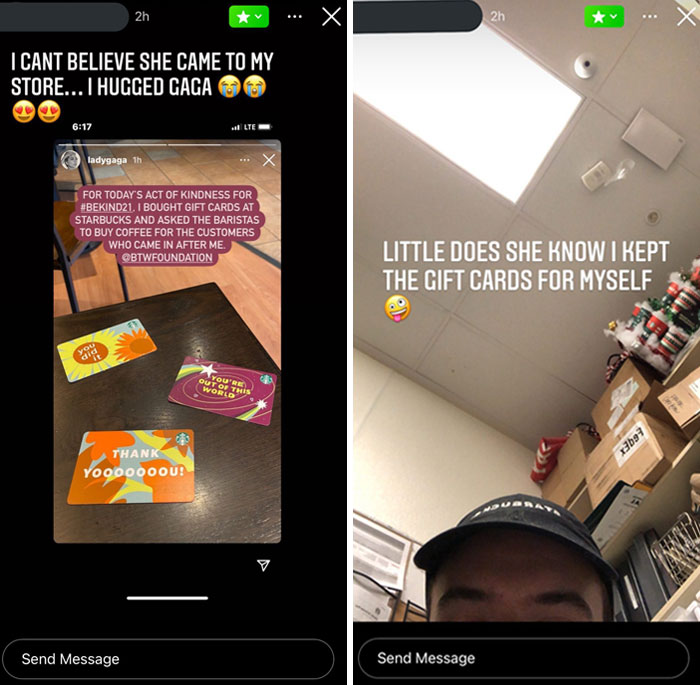 Lady Gaga Went To A Starbucks And Bought Gift Cards To Pay For Coffee For The Customers That Came After Her. This Was What The Barista Did Instead