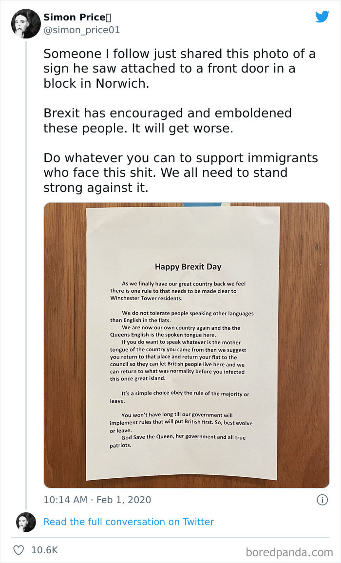 For Anyone Who's Been Living Under A Rock, The UK Left The Eu Last Night. This Morning, This Message Was Posted On An Entrance To A Block Of Flats