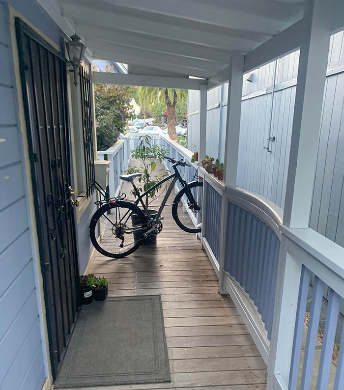 Someone Locked Their Bike In A Way That It Blocks The Path And It Cannot Be Moved Without Picking Or Force