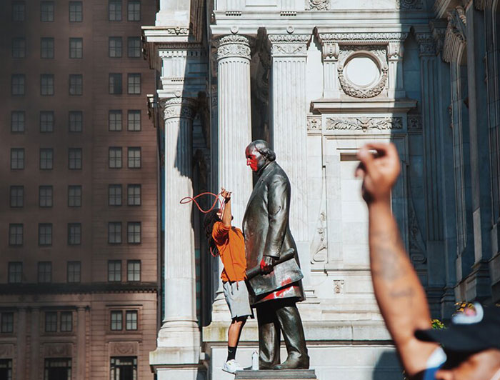 People Unknowingly Being Jerks. Protestor In Philadelphia Vandalizes A Statue Of An Abolitionist That Fought Against Slavery