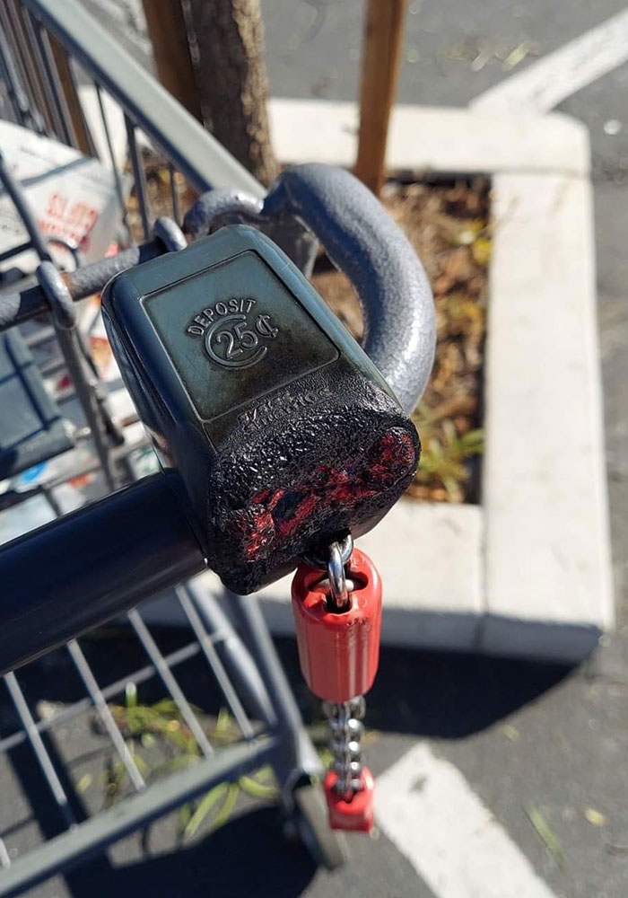Burning An Aldi Cart Just To Get The Quarter. Instead Of Returning It