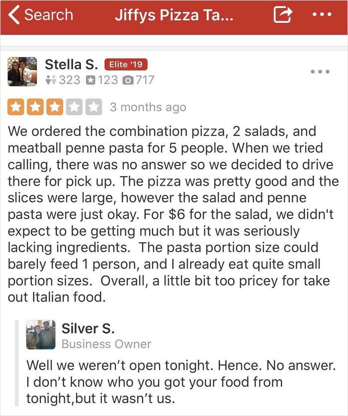 I Don’t Know Who You Got Your Food From Tonight, But It Wasn’t Us