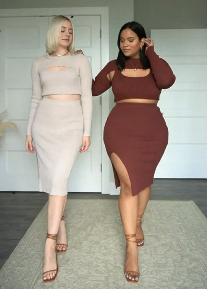 "Style Not Size": Two Friends Show How The Same Outfit Looks On Their Different Body Sizes (30 New Pics)