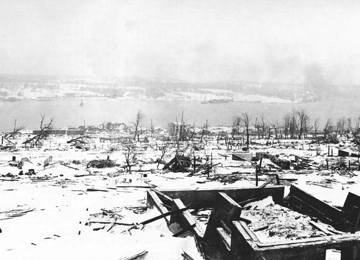 Black and white image showing destruction and ruins, symbolizing unexpected acts of kindness throughout history.