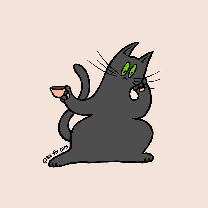 I Began Drawing Illustrations Of My Two Lovely Cats After I Got A Second Cat, Here's How It Went (21 Pics)