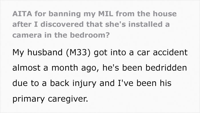 MIL Installs Secret Camera In Bedroom To Check If Her Daughter-In-Law Is Taking Care Of Her Son, Loses It When She Gets Found Out MIL Installs Secret Camera In Bedroom To Check If Her Daughter-In-Law Is Taking Care Of Her Son, Loses It When She Gets Found Out