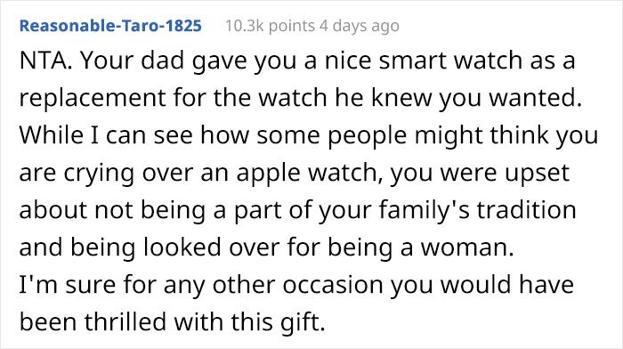 Daughter Wonders If She's A Jerk For Ruining Her Birthday Party Because She Didn't Get Great-Grandfather's Pocket-Watch