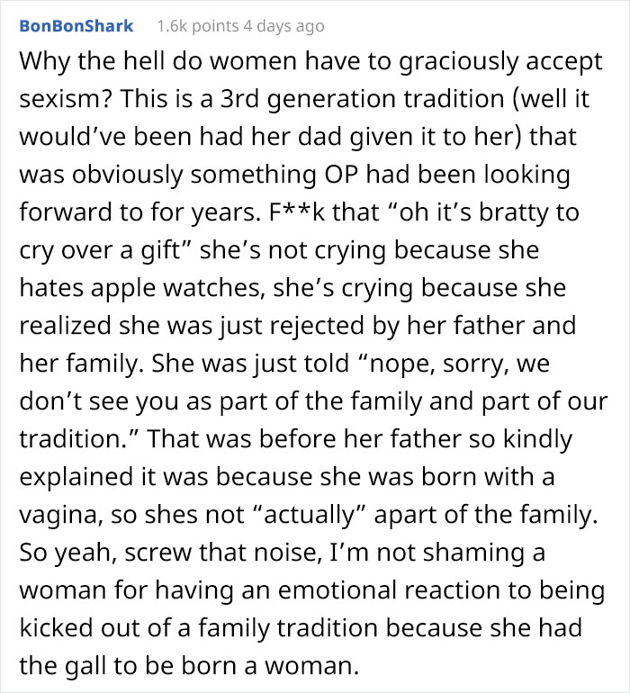 Daughter Wonders If She's A Jerk For Ruining Her Birthday Party Because She Didn't Get Great-Grandfather's Pocket-Watch