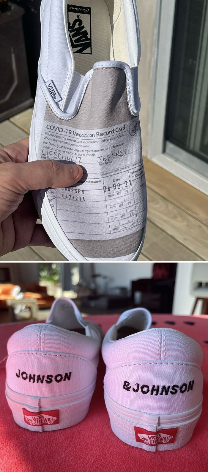 Jeff Ross' Vax Card Themed Sneakers