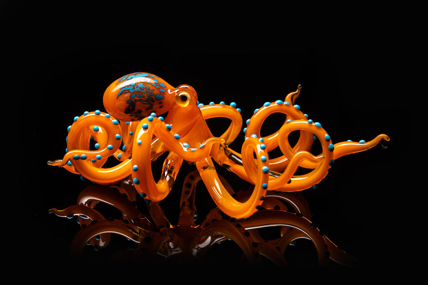 Orange Glass Octopus