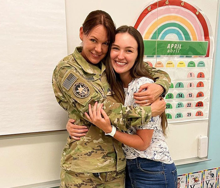 Woman Is Frozen In Place After Seeing Her Mom Enter The Classroom She&rsquo;s Teaching After 11 Months Of Deployment