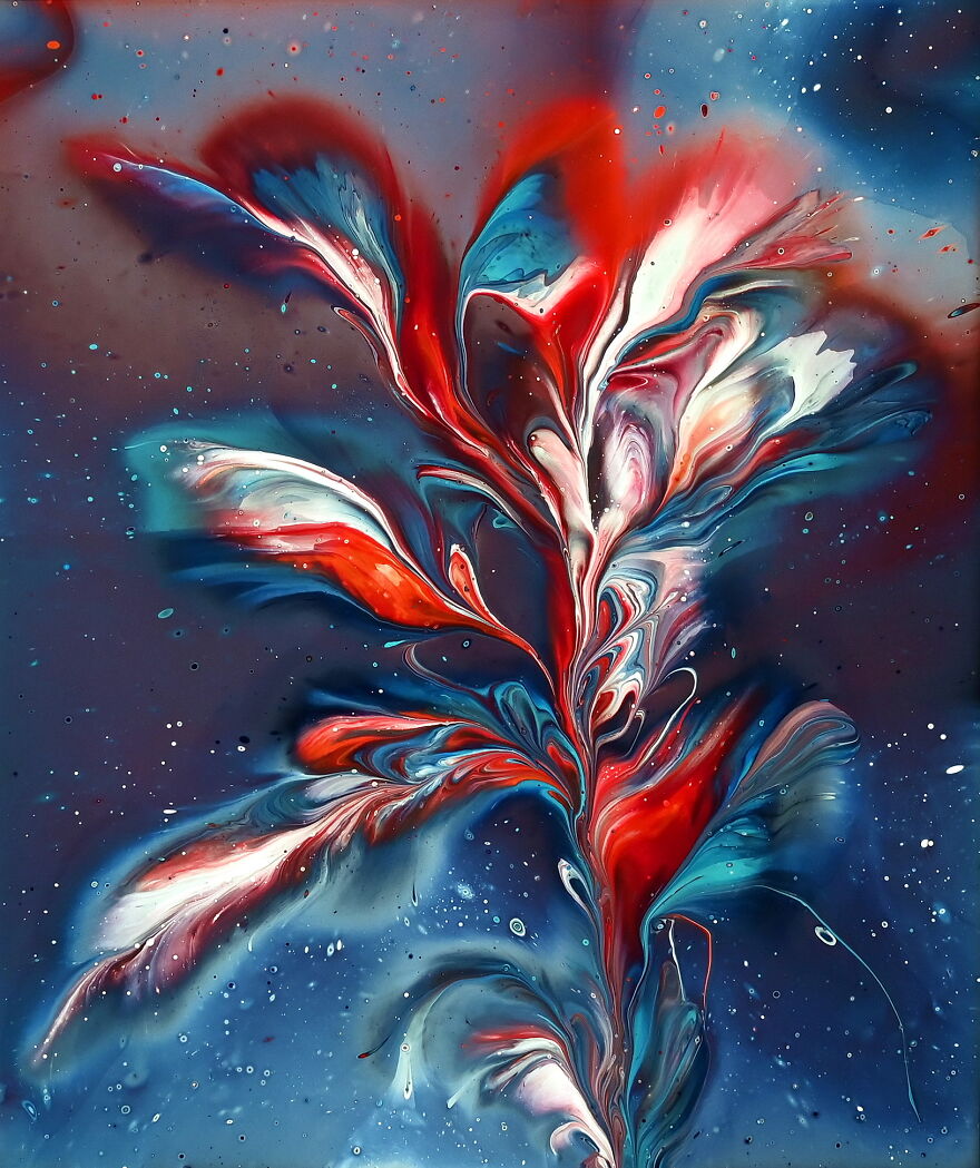 Painting With Scoops ~ Fluid Art Technique ~ Abstract Acrylic Painting ~ Art Therapy