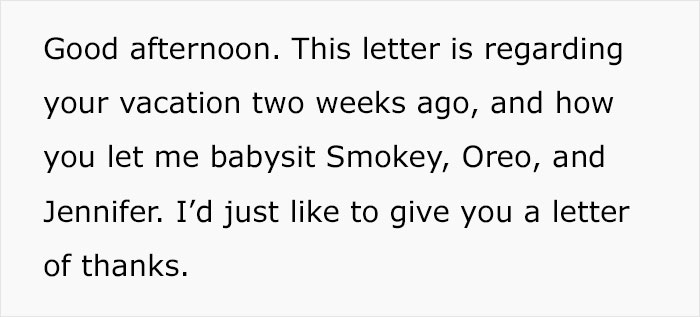 Person Receives Letter From Elderly Neighbor Detailing His Newly Found Happiness In Life Thanks To Him Being Asked To Babysit Their Pets