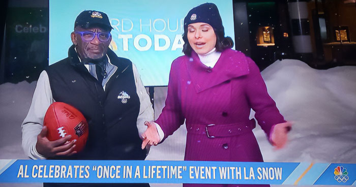 Nbc Is Turning Water Into Thousands Of Pounds Of Real Snow For Their 'Once In A Lifetime' Superbowl Coverage... In Southern California... During A Drought