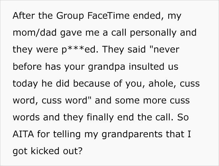 Mom And Dad Are Disappointed That Their Son Told Grandfather That He Got Kicked Out Of Their Home As He Turned 18