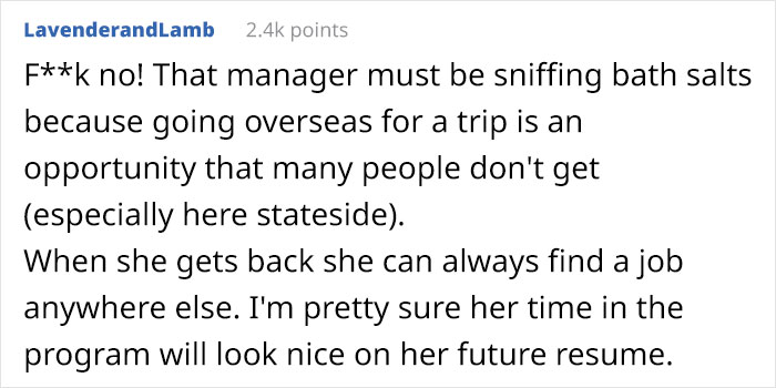 Teen Daughter Told To Make A Choice Between International Summer Program And Her $11/Hr 10 Hours Per Week Retail Job