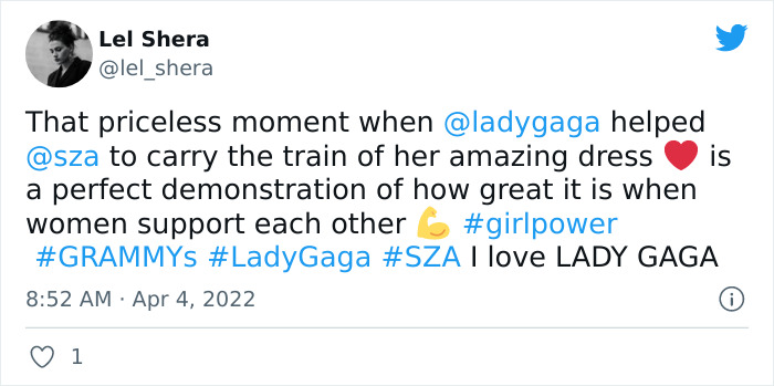 Lady Gaga Shows Grace And Kindness When She Helps SZA With Her Dress After Losing A Grammy To Her Lady Gaga Shows Grace And Kindness When She Helps SZA With Her Dress After Losing A Grammy To Her