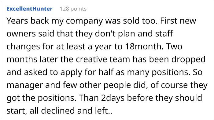 Employees With Specific Knowledge How To Use Their Machines Decide They Won’t Be Reapplying To Their Jobs After New Owners Laid Them Off Employees With Specific Knowledge How To Use Their Machines Decide They Won’t Be Reapplying To Their Jobs After New Owners Laid Them Off