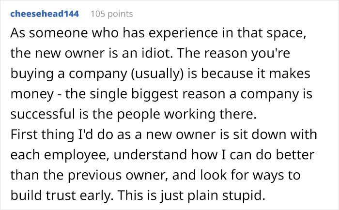 Employees With Specific Knowledge How To Use Their Machines Decide They Won’t Be Reapplying To Their Jobs After New Owners Laid Them Off Employees With Specific Knowledge How To Use Their Machines Decide They Won’t Be Reapplying To Their Jobs After New Owners Laid Them Off
