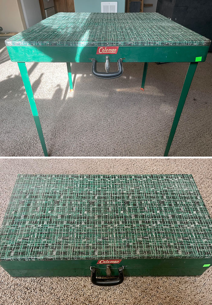 Never See One Of These Before And Unfortunately It Didn’t Come With The Chairs, But For $5 I Couldn’t Pass. Old Coleman Products Are Just So Cool