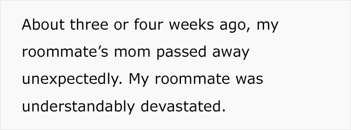 “My Roommate’s Mom Passed Away Unexpectedly”: Woman Baffled After Her 27 Y.O. Friend Kept Insisting That She Should Pay Her Part Of Rent “My Roommate’s Mom Passed Away Unexpectedly”: Woman Baffled After Her 27 Y.O. Friend Kept Insisting That She Should Pay Her Part Of Rent