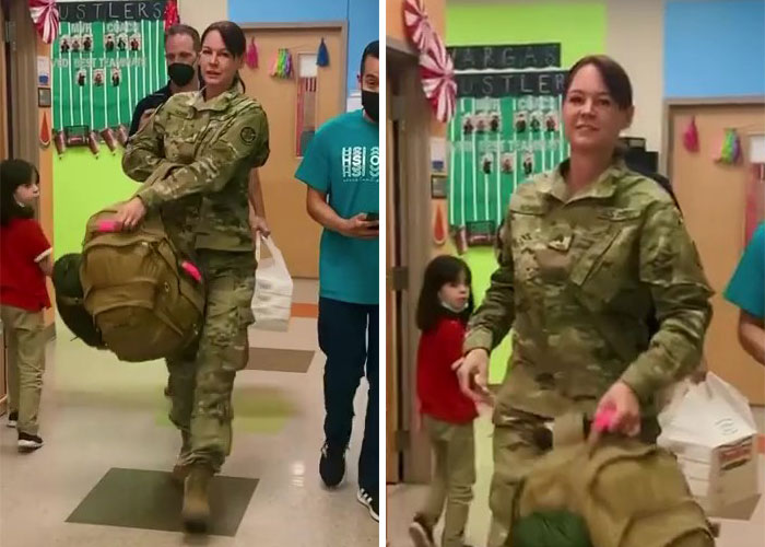 Woman Is Frozen In Place After Seeing Her Mom Enter The Classroom She&rsquo;s Teaching After 11 Months Of Deployment