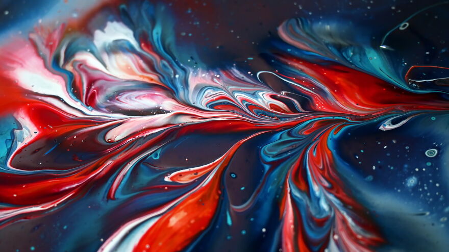 Painting With Scoops ~ Fluid Art Technique ~ Abstract Acrylic Painting ~ Art Therapy