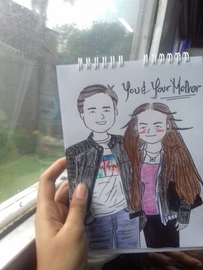 Drew My Acquaintance And His Mother While On Train