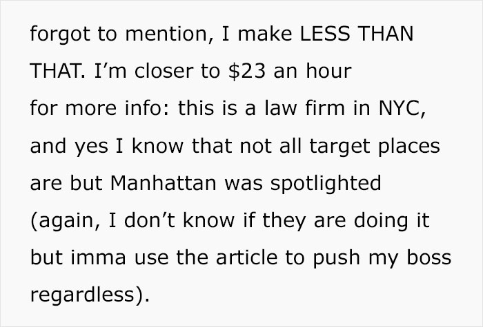 Admin Assistant Finds Out Target Employees Earn More Than Her $23/Hour Salary And Makes The Decision To Leave Her Law Firm