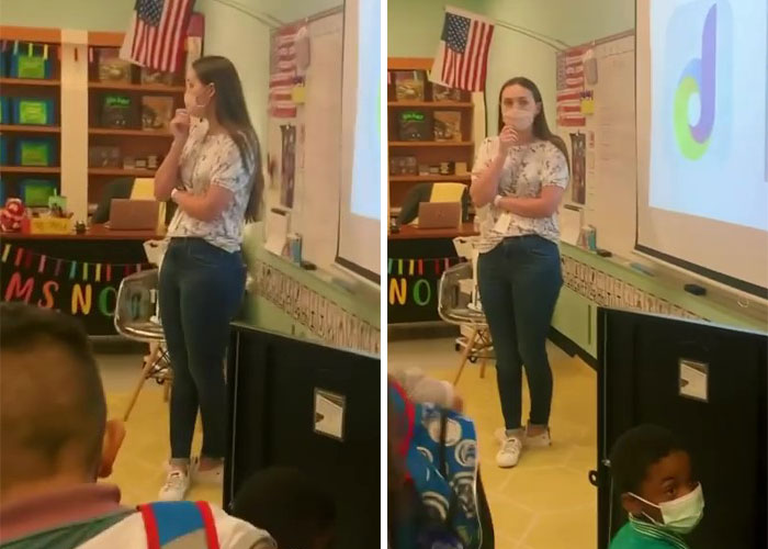 Woman Is Frozen In Place After Seeing Her Mom Enter The Classroom She&rsquo;s Teaching After 11 Months Of Deployment