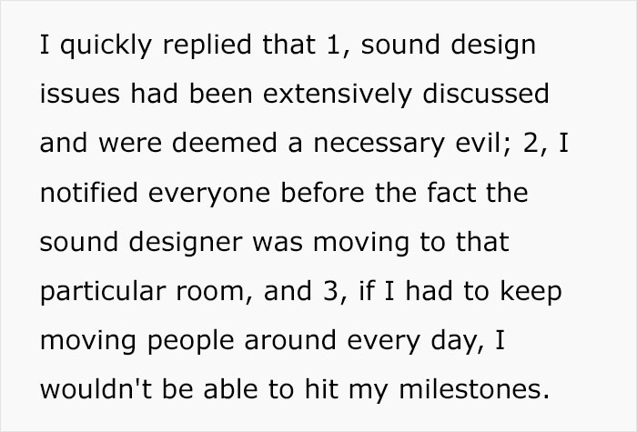 Company Lawyer Throws A Tantrum About People Getting Moved Into His Office Space, Employee Takes Revenge By Seating A Sound Engineer Close By