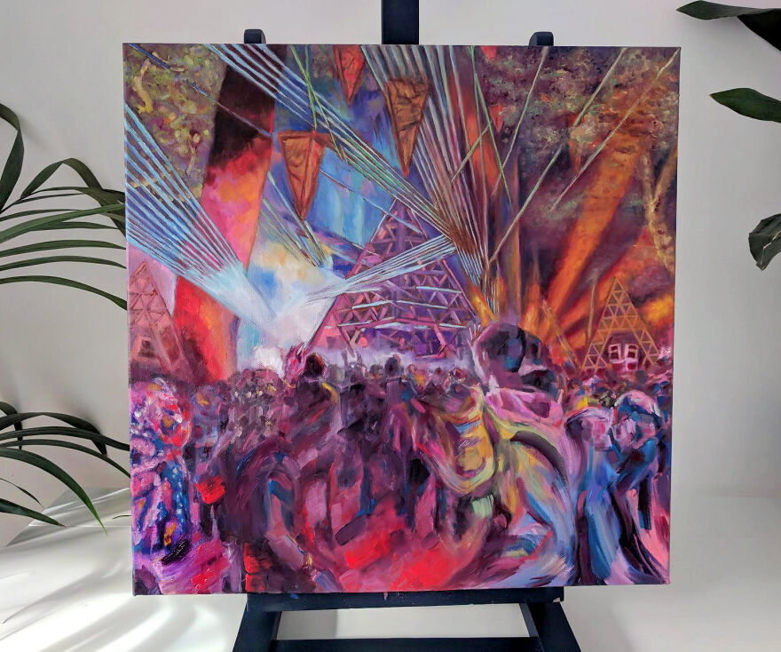 I Go To Music Festivals And Raves, Then Create Paintings Of What I See!