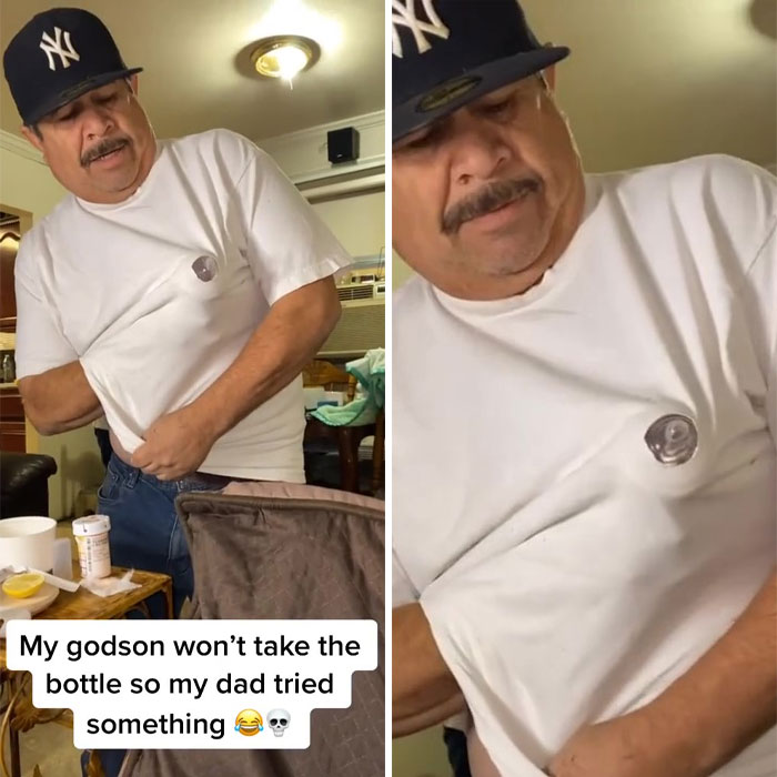 People Are Loving This Grandad&rsquo;s Idea Of Faking Breastfeeding When The Baby Refuses To Drink Out Of The Bottle