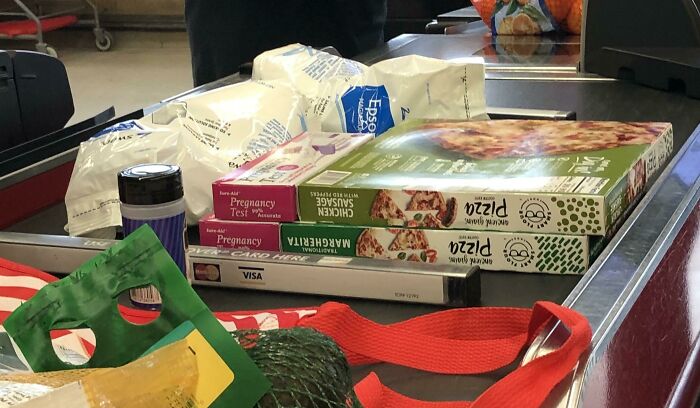 The Girl In Front Of Me At The Grocery Store Purchased Is 2 Bags Of Epsom Salt, 2 Pregnancy Tests, And 2 Gluten-Free Pizzas