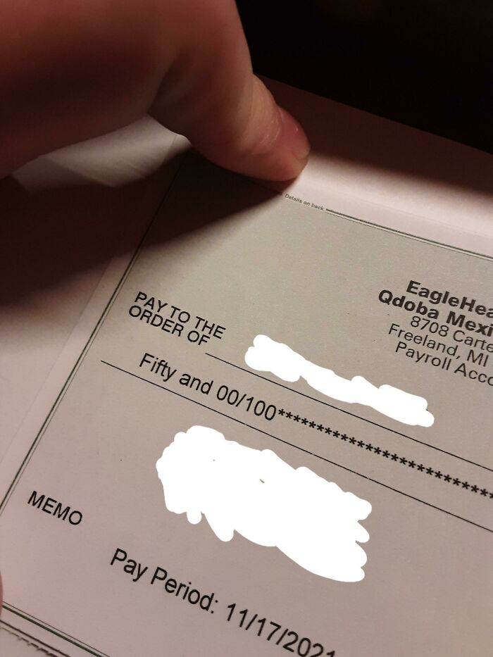 The Check My Boss Gave Me For My Paycheck. Not My Paycheck, Just My Christmas Present
