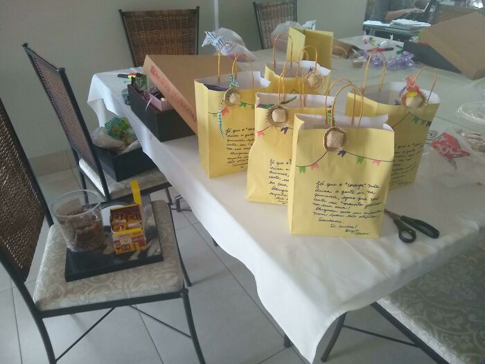 My Sister Has Been Preparing Some Sweet-Bags For Her Team At Work, She Drew Every Little Flag, And She Wrote Every Message By Hand On The Bags