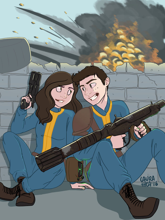 To Celebrate Our Anniversary I Drew This Fallout Themed Piece For My Boyfriend