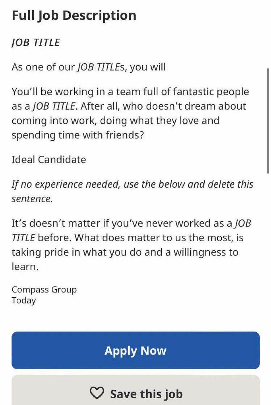 As One Of Our Job Titles