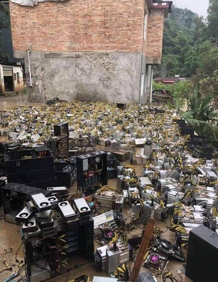This Picture Of A Flooded Bitcoin Mining Farm
