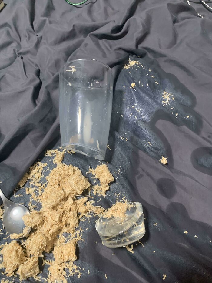 The Bottom Of My Glass Fell Off Somehow And Made A Mess
