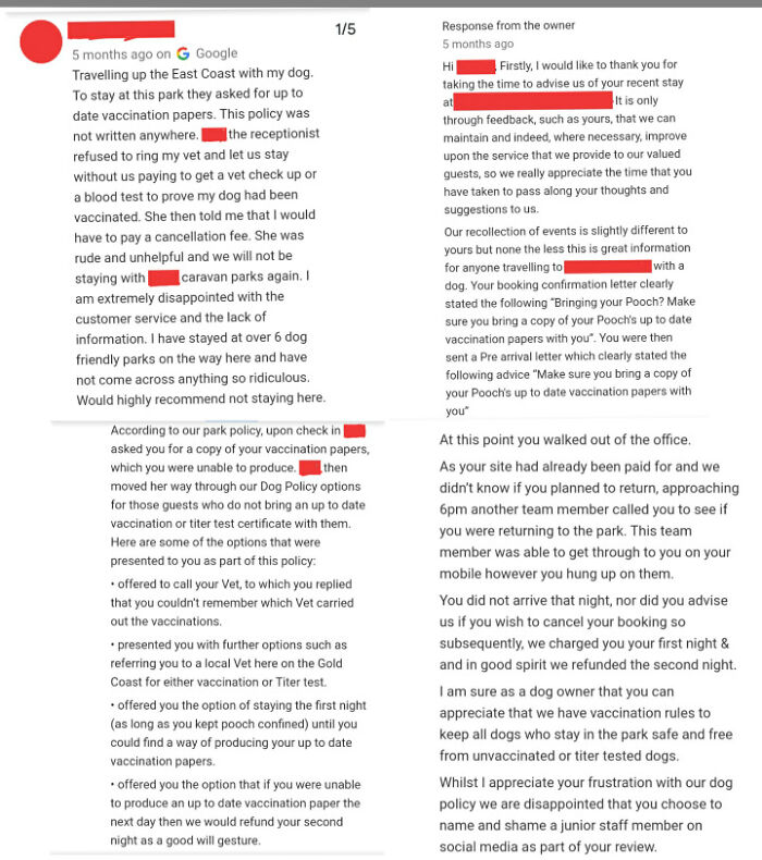 A Classic Fake Bad Review At A Caravan Park In My Country.