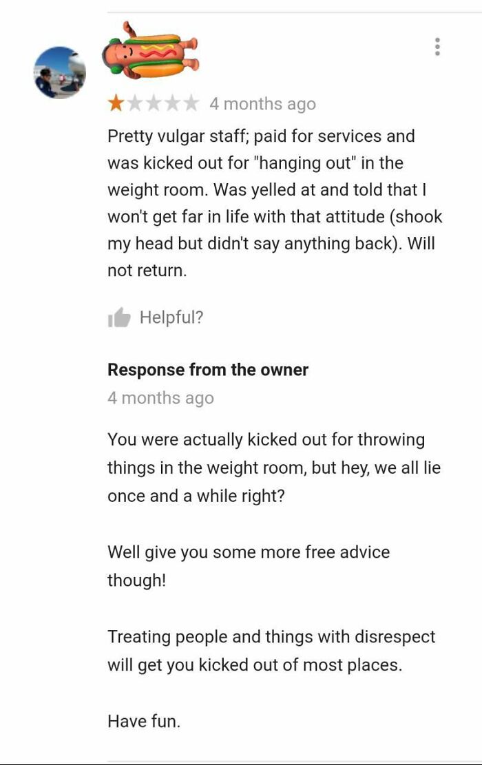 Gym Owner Responds To Bullshit Review