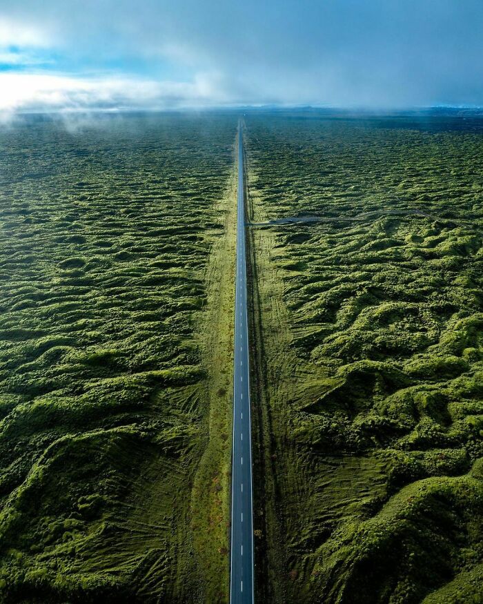 The Mossy Lava Fields Of Iceland Extend As Far As The Eye Can See